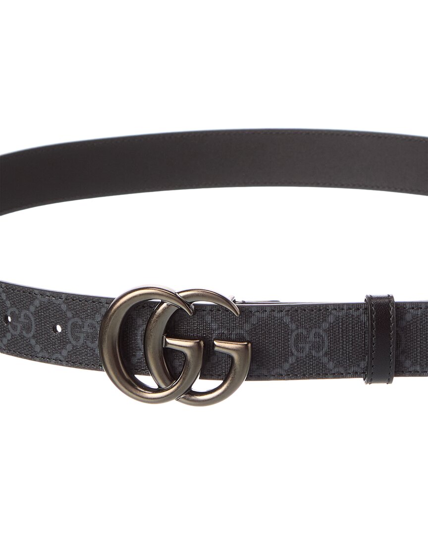 Gucci Gg Marmont Thin Gg Supreme Canvas & Leather Belt