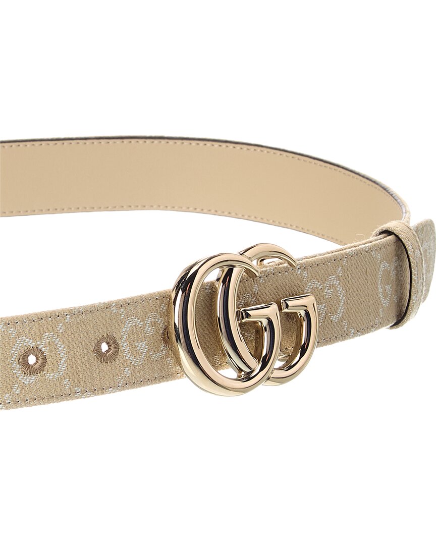 Gucci Gg Marmont Denim & Leather Belt