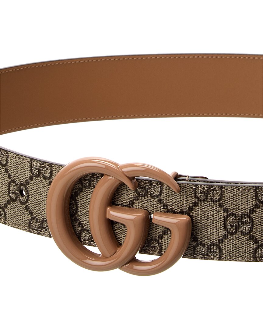 Gucci Gg Marmont Wide Gg Supreme Canvas & Leather Belt