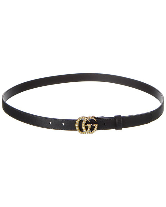 Gucci Gg Pearl Buckle Leather Belt