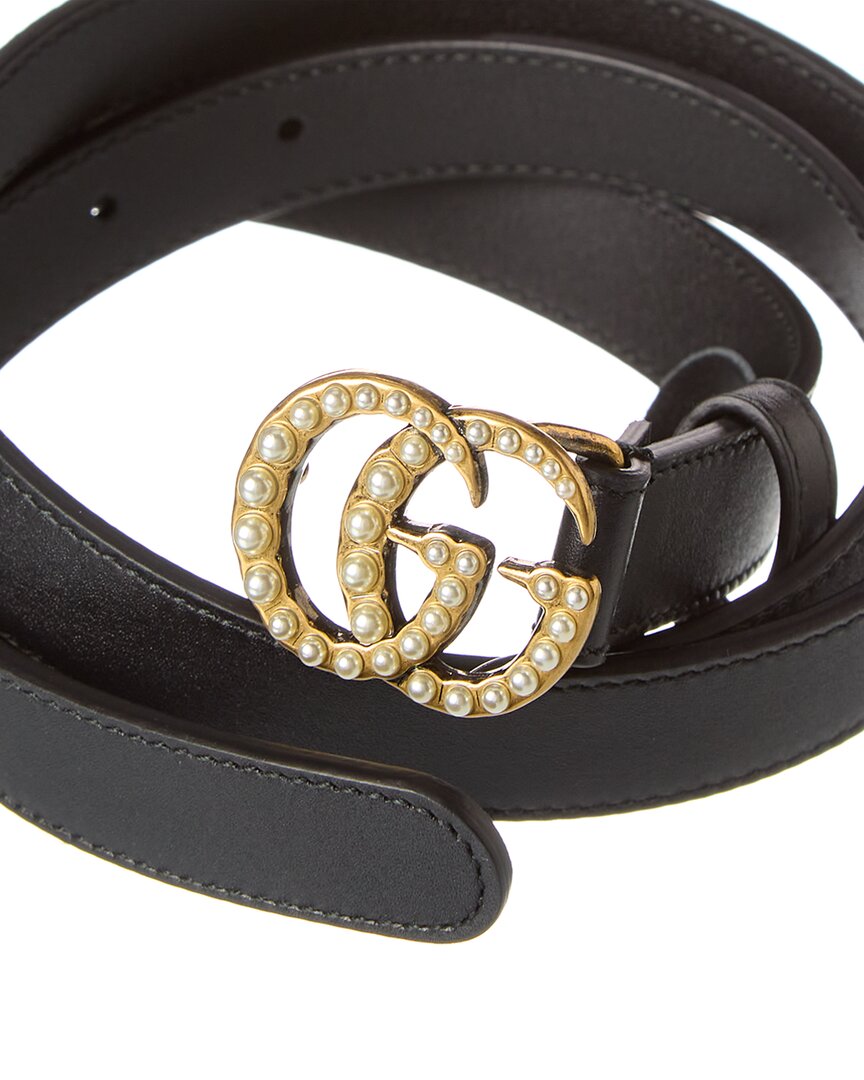 Gucci Gg Pearl Buckle Leather Belt