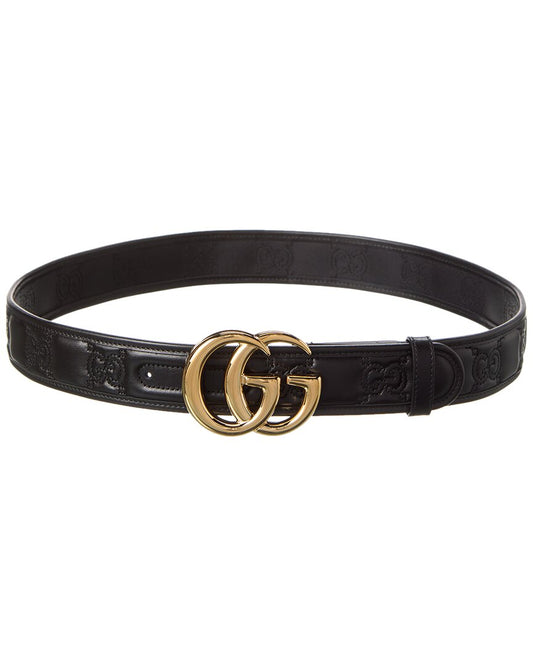 Gucci Gg Marmont Matelasse Wide Leather Belt