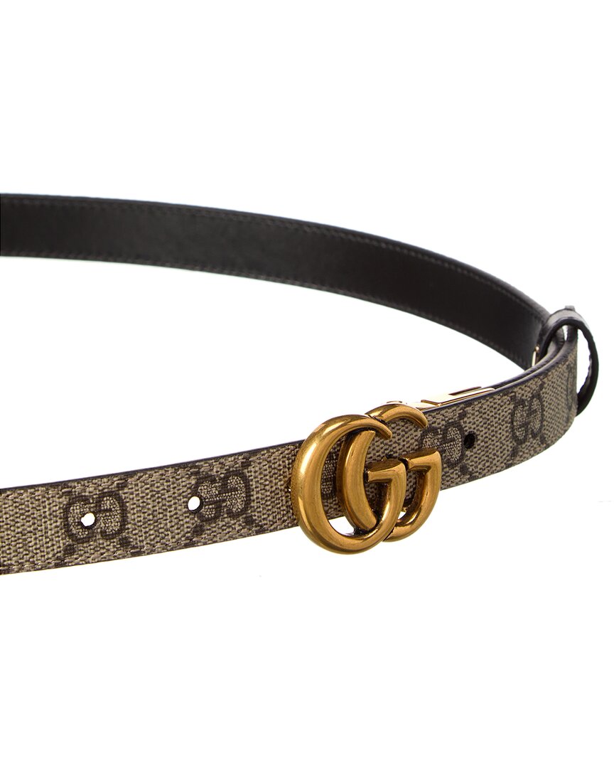 Gucci Gg Marmont Thin Reversible Gg Supreme Canvas & Leather Belt