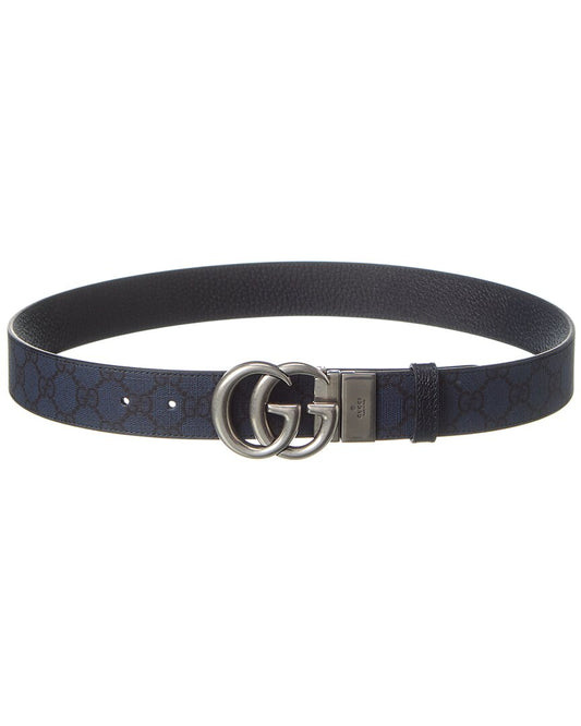 Gucci Reversible Gg Supreme Canvas & Leather Belt