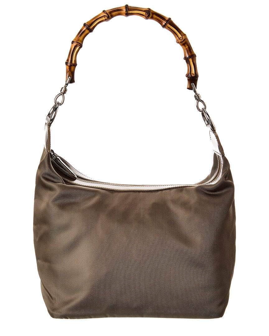  Gucci Olive Leather Bamboo Shoulder Bag ( ) ONE SIZE Brown