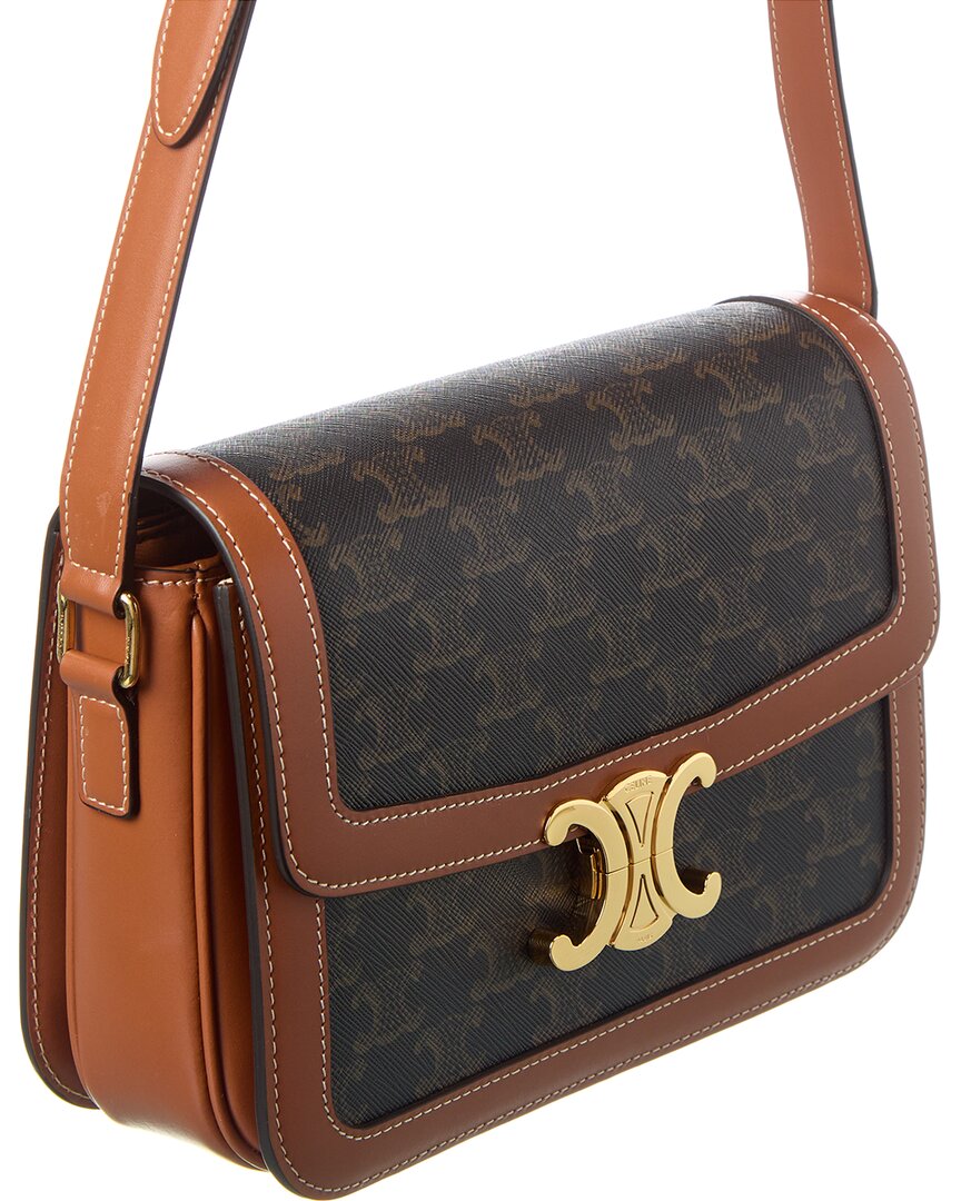 Celine Classic Triomphe Canvas & Leather Shoulder Bag