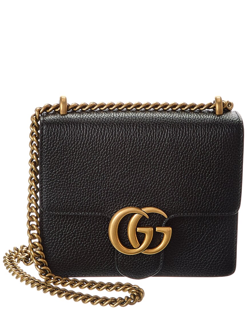 Gucci Gg Logo Leather Shoulder Bag ONE SIZE Black