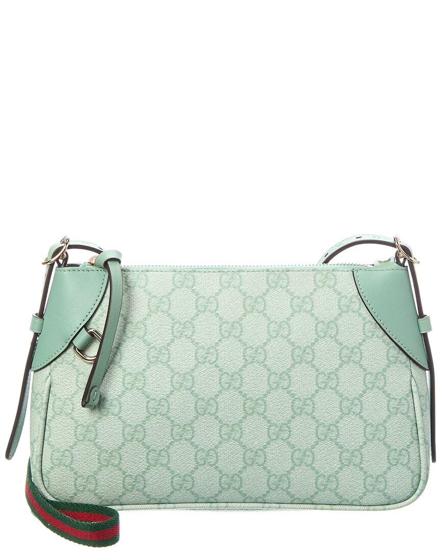 Gucci Gg Emblem Small Gg Coated Fabric & Leather Shoulder Bag ONE SIZE Green