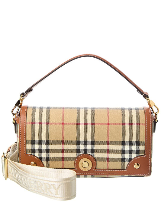 Burberry Check E-Canvas & Leather Shoulder Bag ONE SIZE Brown Multi