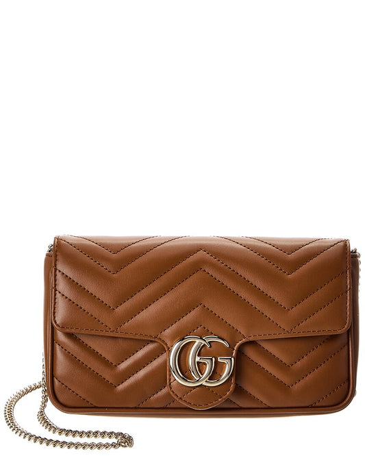 Gucci Gg Marmont Mini Leather Shoulder Bag ONE SIZE Brown Multi