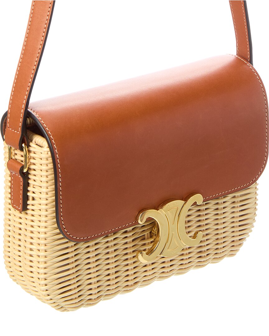 Celine Teen Triomphe Wicker & Leather Shoulder Bag