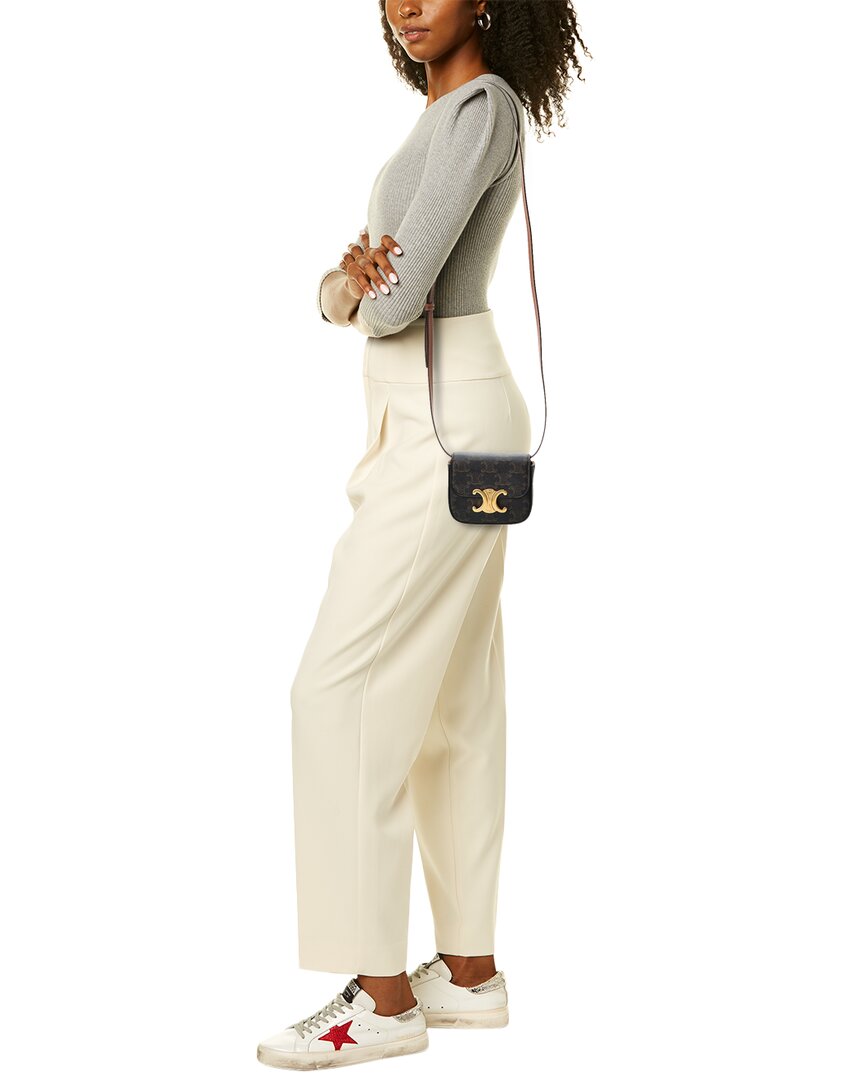 Celine Claude Mini Triomphe Coated Canvas & Leather Shoulder Bag