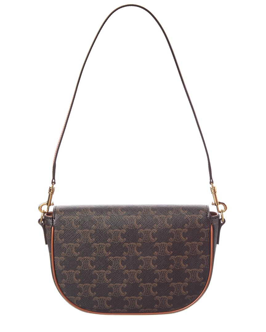 Celine Folco Triomphe Coated Canvas & Leather Shoulder Bag