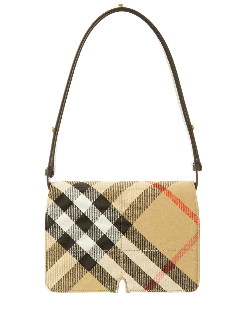 Burberry Snip Check Canvas & Leather Shoulder Bag ONE SIZE Brown Multi