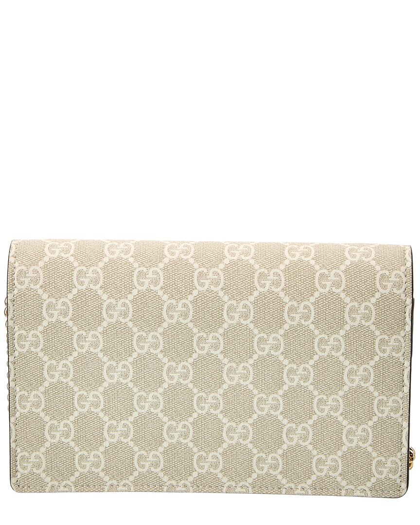 Gucci Gg Marmont Gg Supreme Canvas & Leather Chain Wallet, Beige