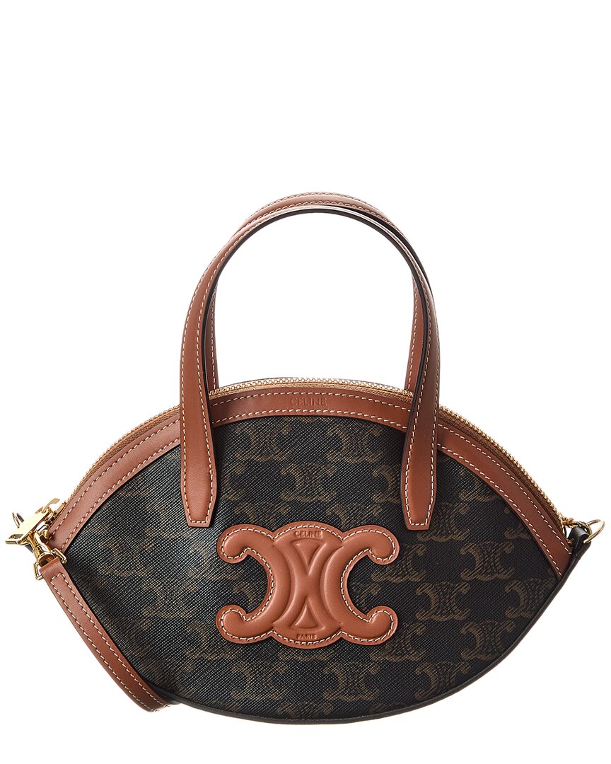 Celine Oval Triomphe Canvas & Leather Tote