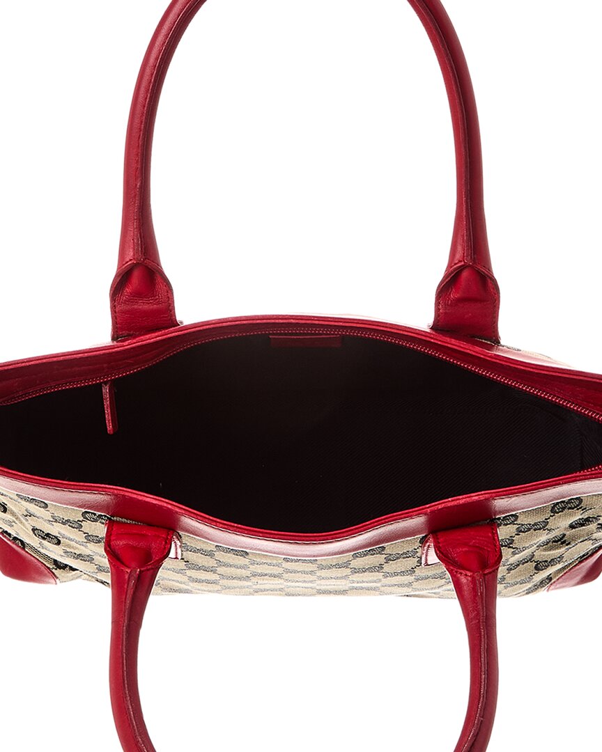 Gucci Navy Gg Canvas & Red Leather Campus Tote (Authentic Pre-Loved)