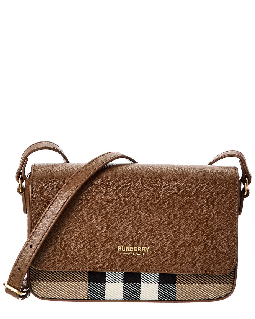 Burberry Check Canvas & Leather Crossbody ONE SIZE Brown Multi