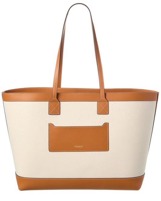 Burberry New Hampshire Canvas & Leather Tote ONE SIZE Brown Multi