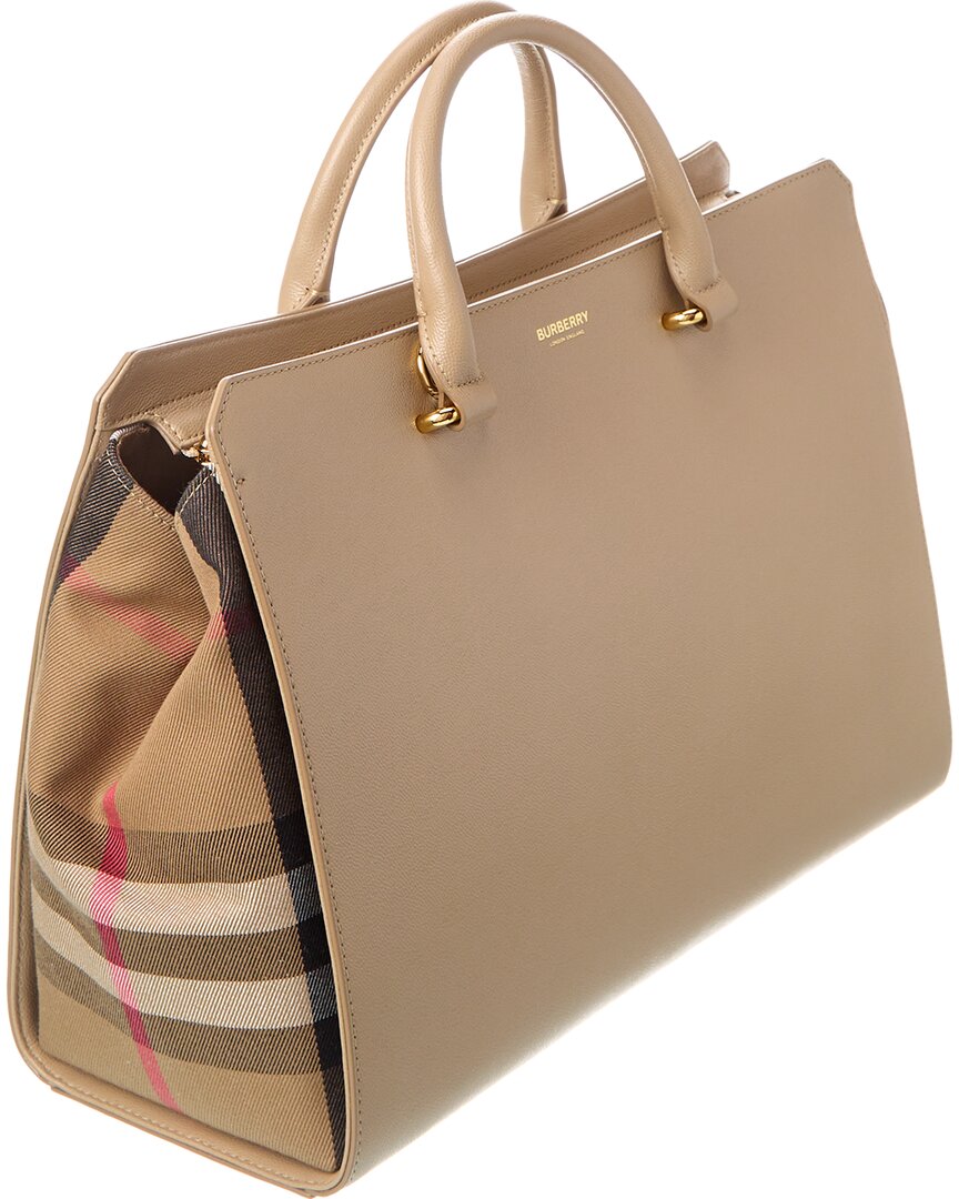 Burberry Banwell Medium Check Canvas & Leather Satchel