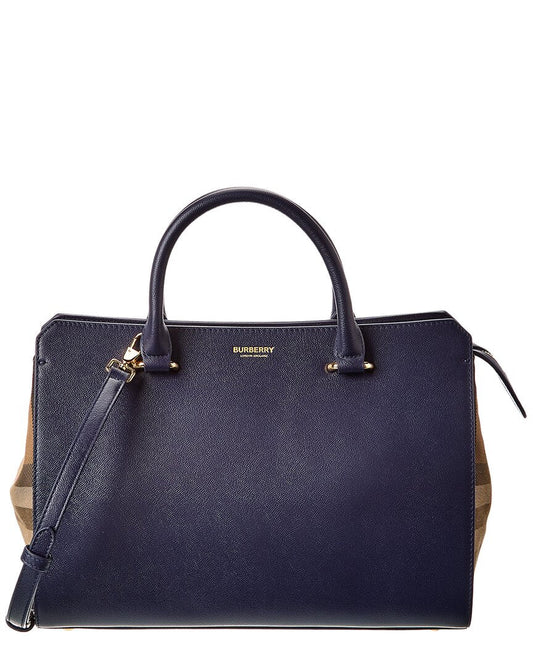 Burberry Banwell House Check Canvas & Leather Satchel ONE SIZE Blue
