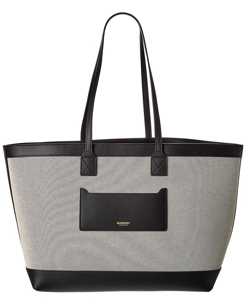 Burberry Logo Canvas & Leather Tote ONE SIZE Black