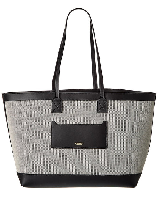Burberry Logo Canvas & Leather Tote ONE SIZE Black