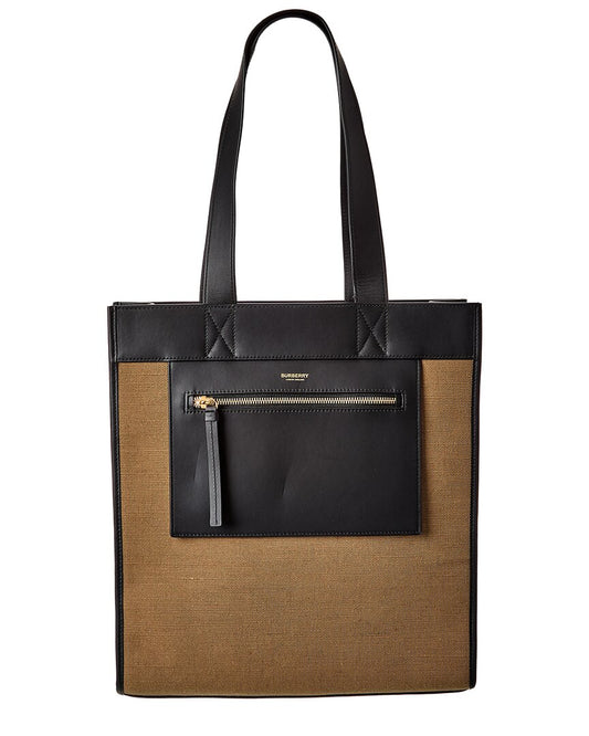 Burberry Logo Canvas & Leather Tote ONE SIZE Brown Multi