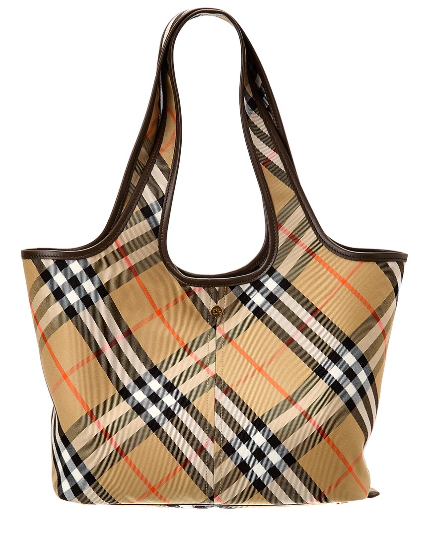 Burberry Check Small Canvas & Leather Tote ONE SIZE Brown Multi