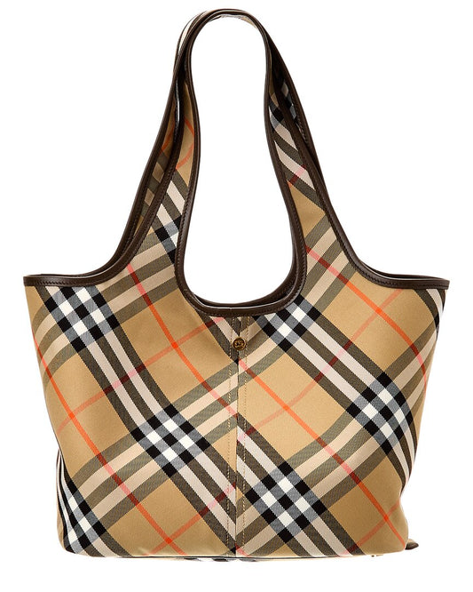 Burberry Check Small Canvas & Leather Tote ONE SIZE Brown Multi