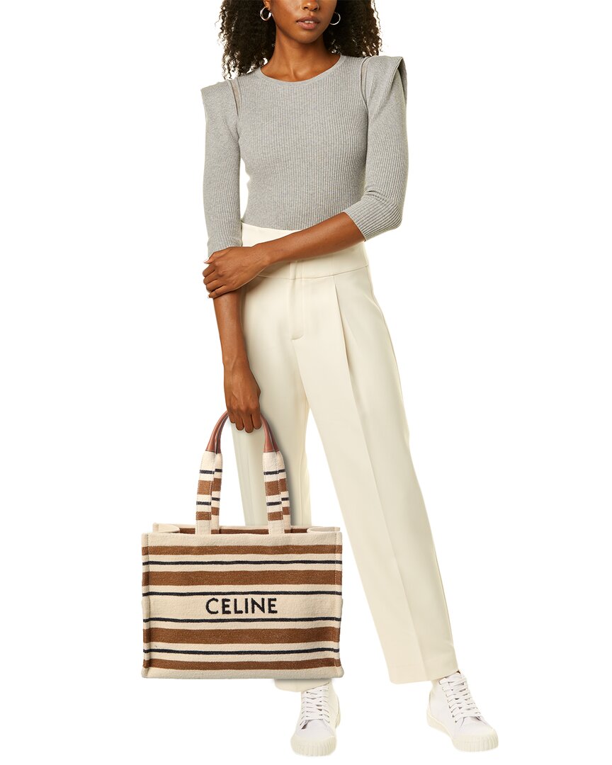 Celine Cabas Thais Large Striped Tote