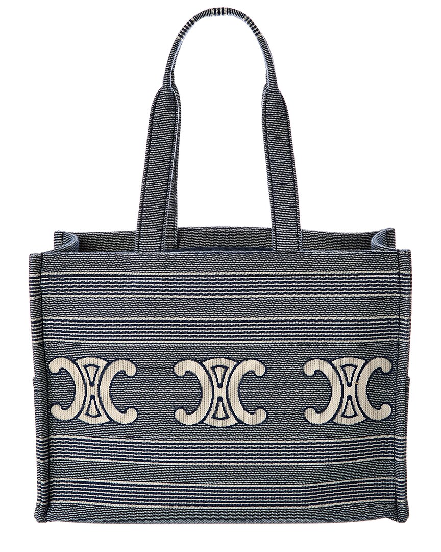 Celine Cabas Thais Large Striped Tote