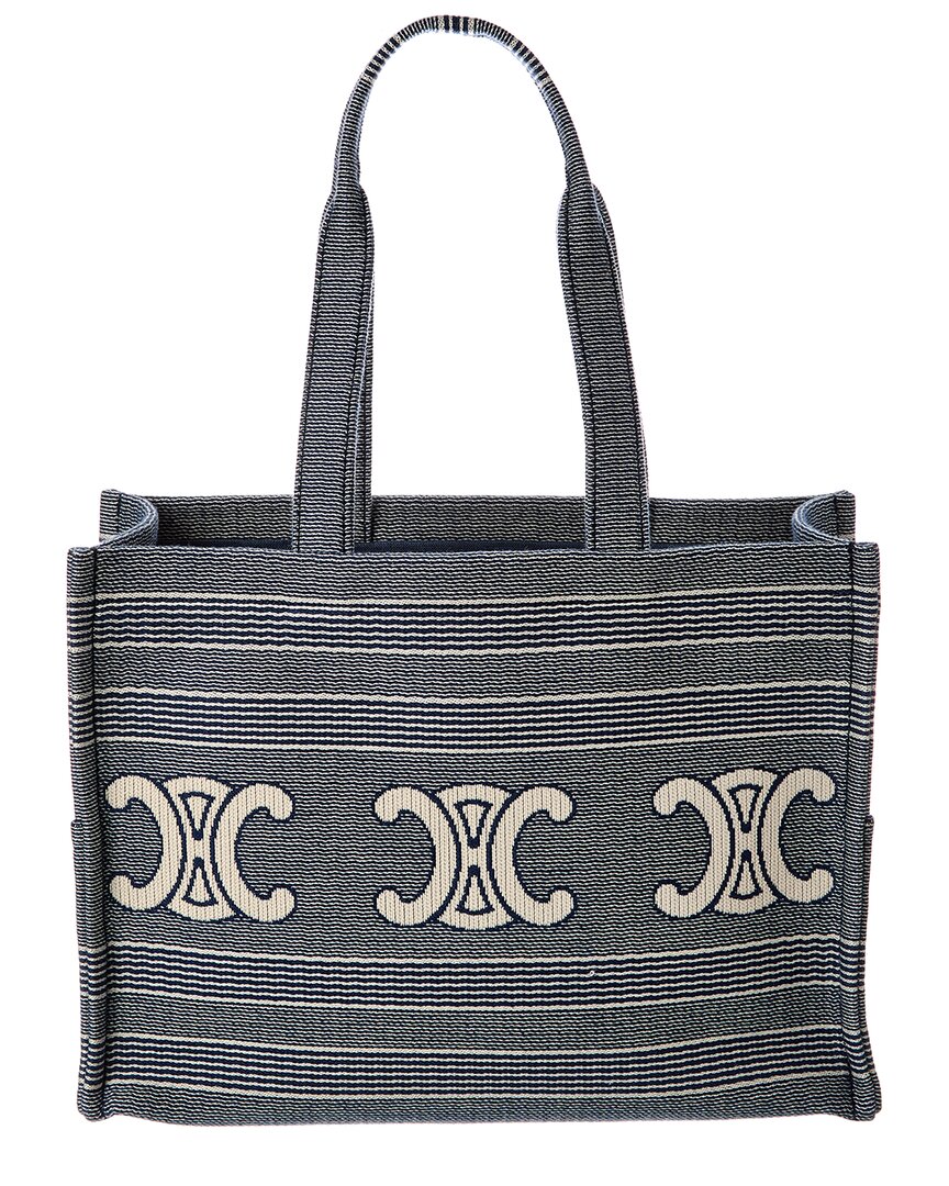 Celine Cabas Thais Large Striped Tote