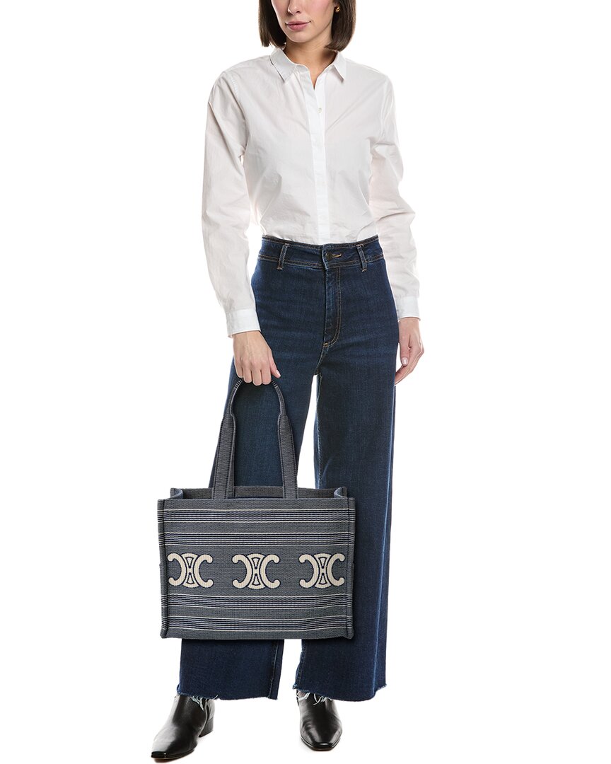 Celine Cabas Thais Large Striped Tote