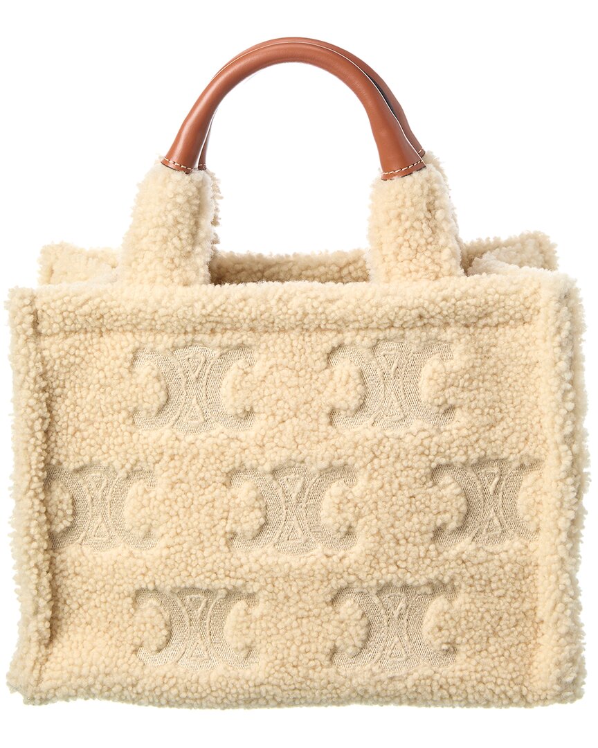 Celine Cabas Small Shearling & Leather Tote