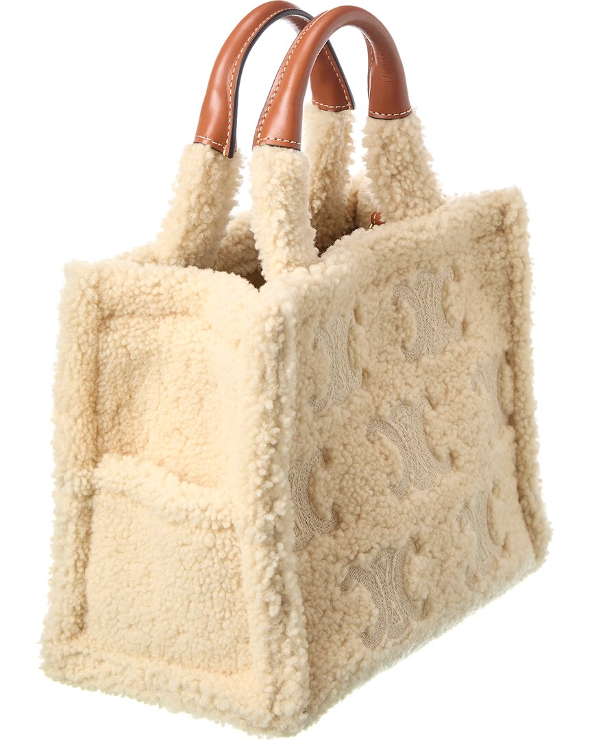 Celine Cabas Small Shearling & Leather Tote