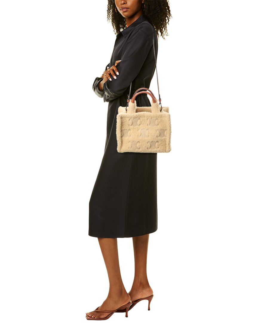 Celine Cabas Small Shearling & Leather Tote