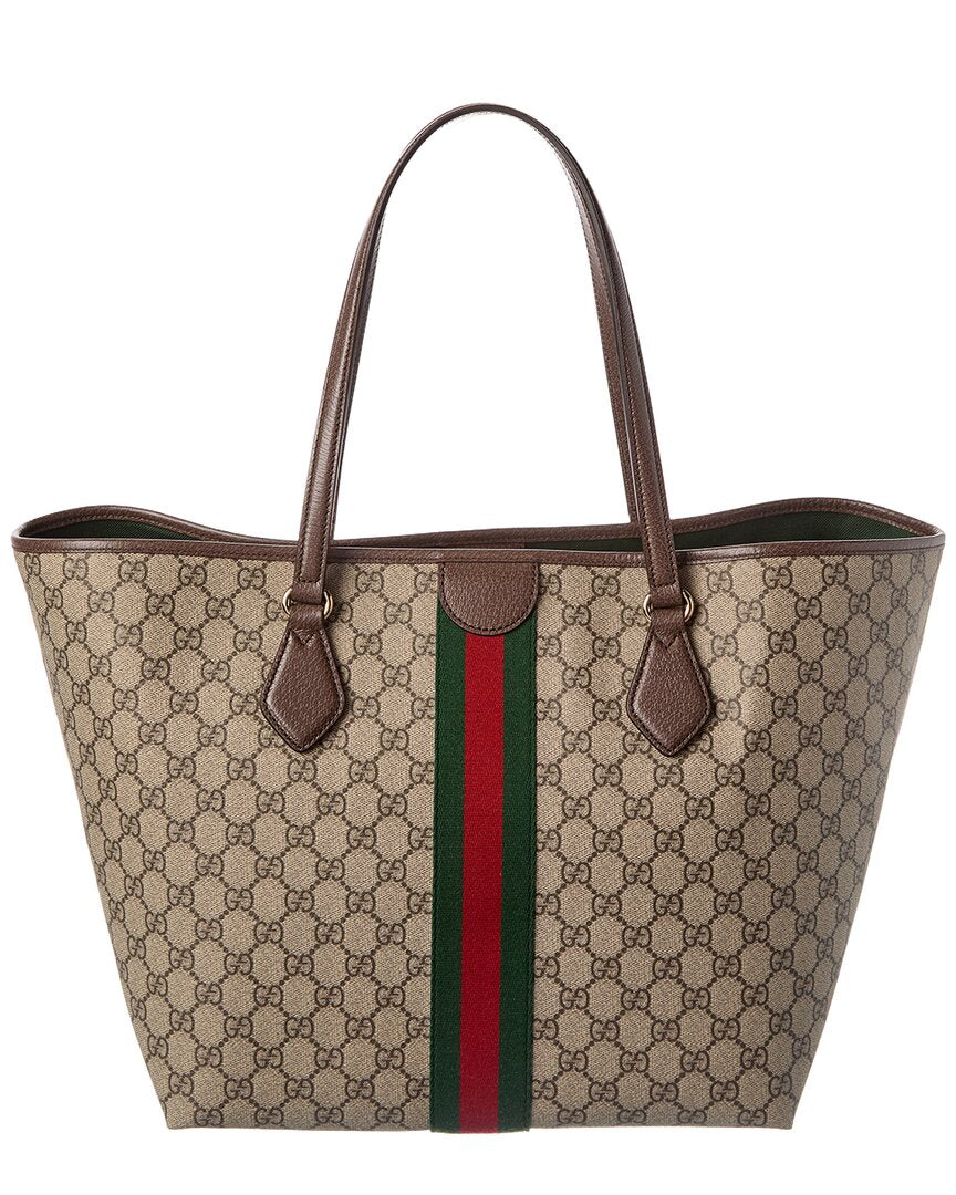 Gucci Ophidia Large Gg Supreme Canvas & Leather Tote