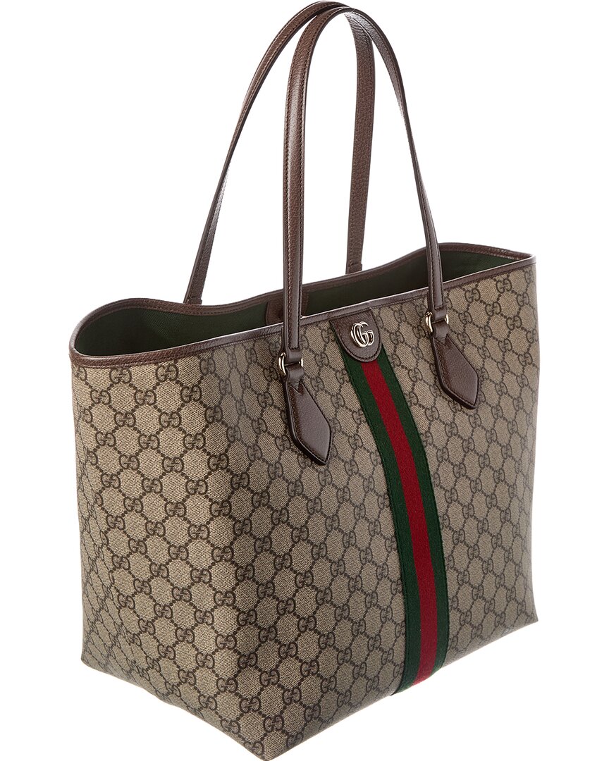 Gucci Ophidia Large Gg Supreme Canvas & Leather Tote