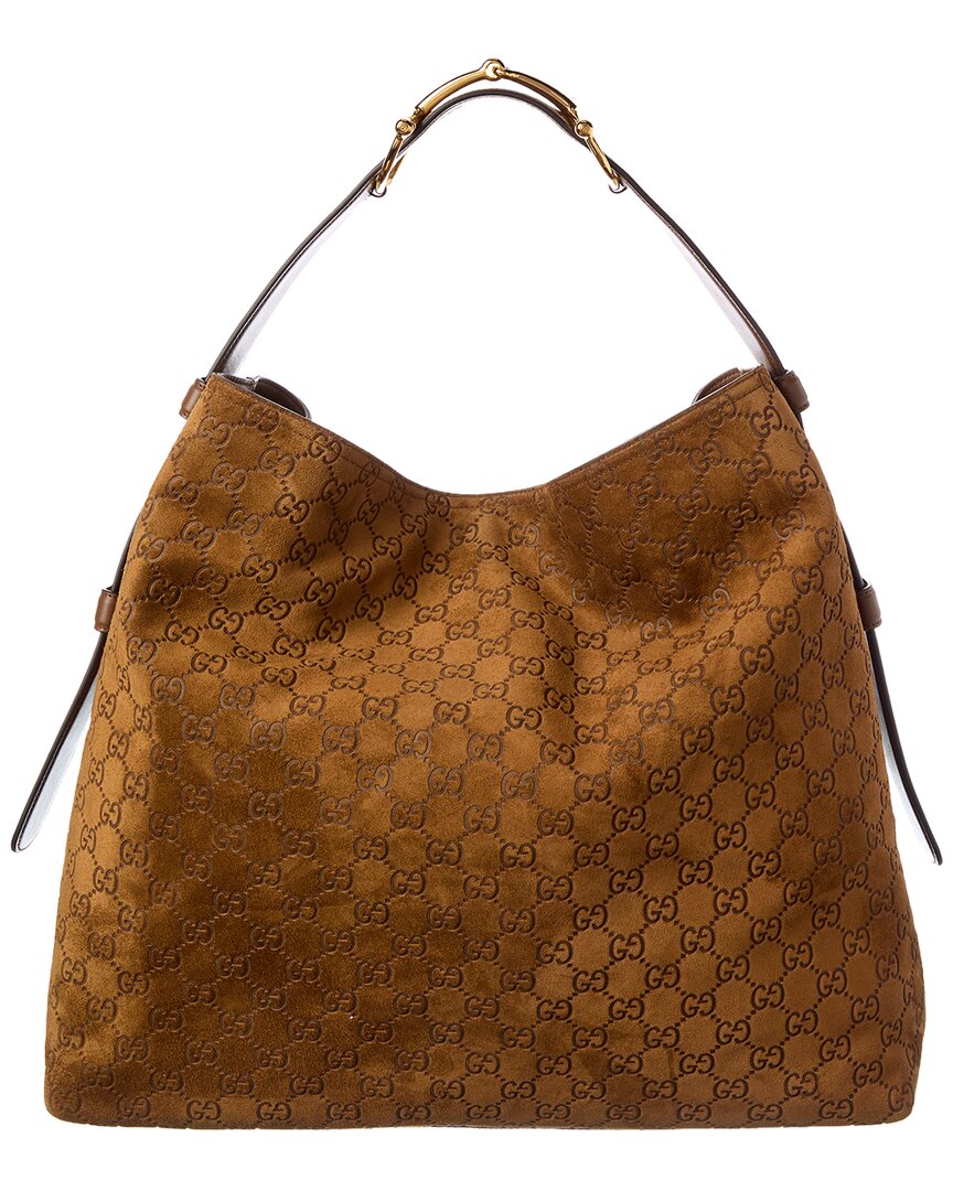 Gucci Beatrix Large Gg Suede & Leather Tote
