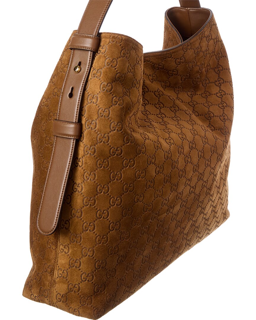 Gucci Beatrix Large Gg Suede & Leather Tote