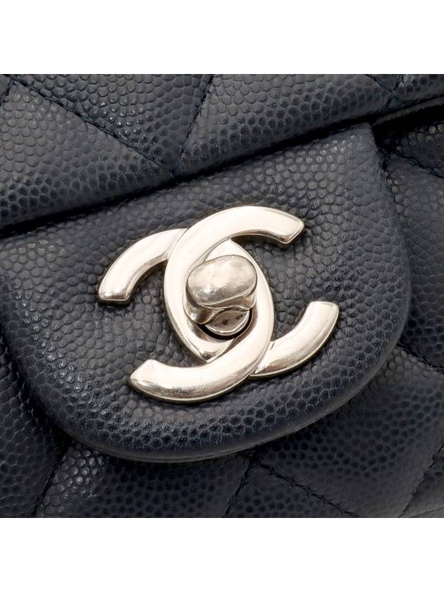 Navy Caviar Silver Chain Classic New Mini Flap Shoulder Bag 26th A69900 Chanel