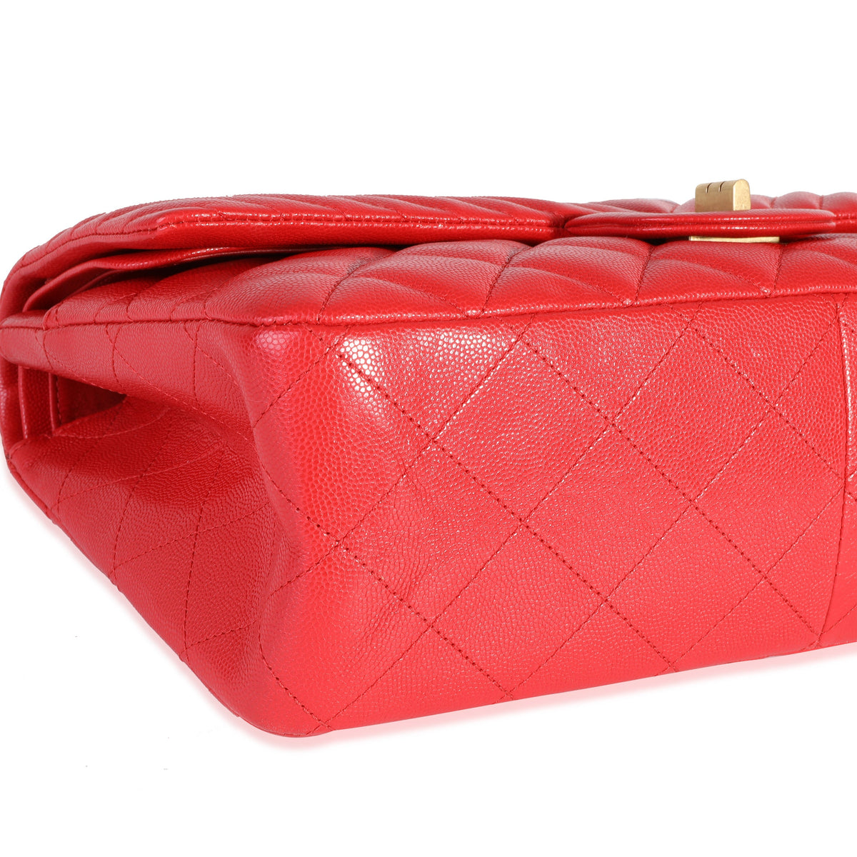 CHANEL Red Quilted Caviar Reissue 2.55 227 Double Flap Bag