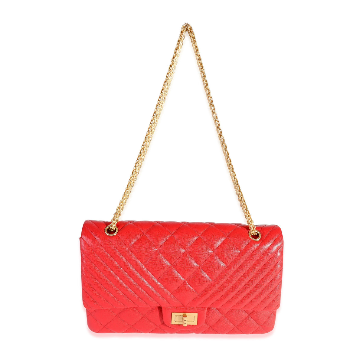 Chanel Red Quilted Caviar Reissue 2.55 227 Double Flap Bag