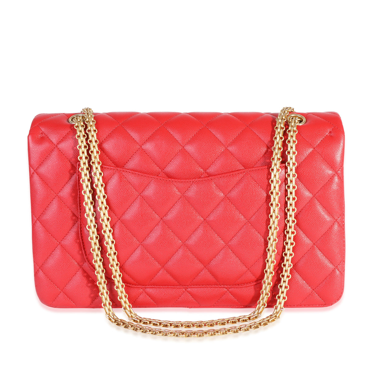 CHANEL Red Quilted Caviar Reissue 2.55 227 Double Flap Bag