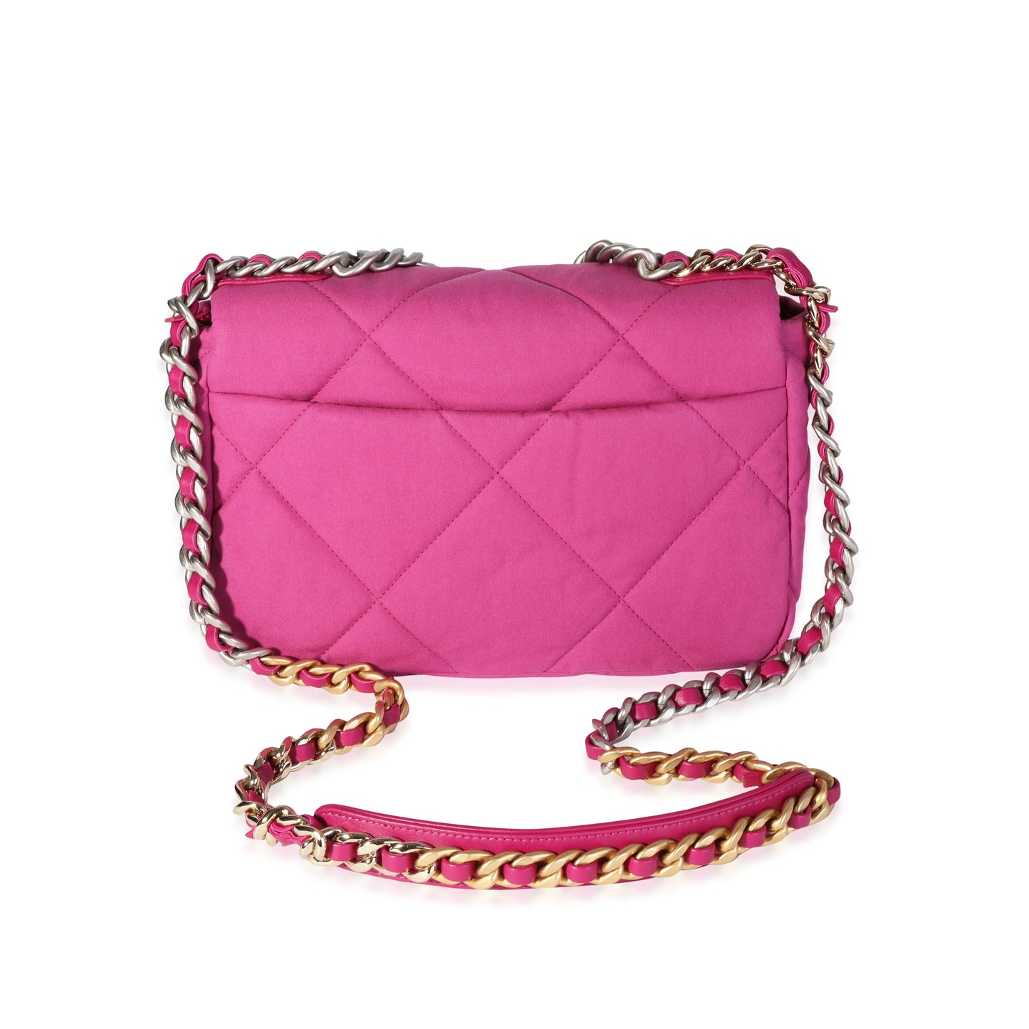 CHANEL Fuchsia Quilted Cotton Medium 19 Flap Bag