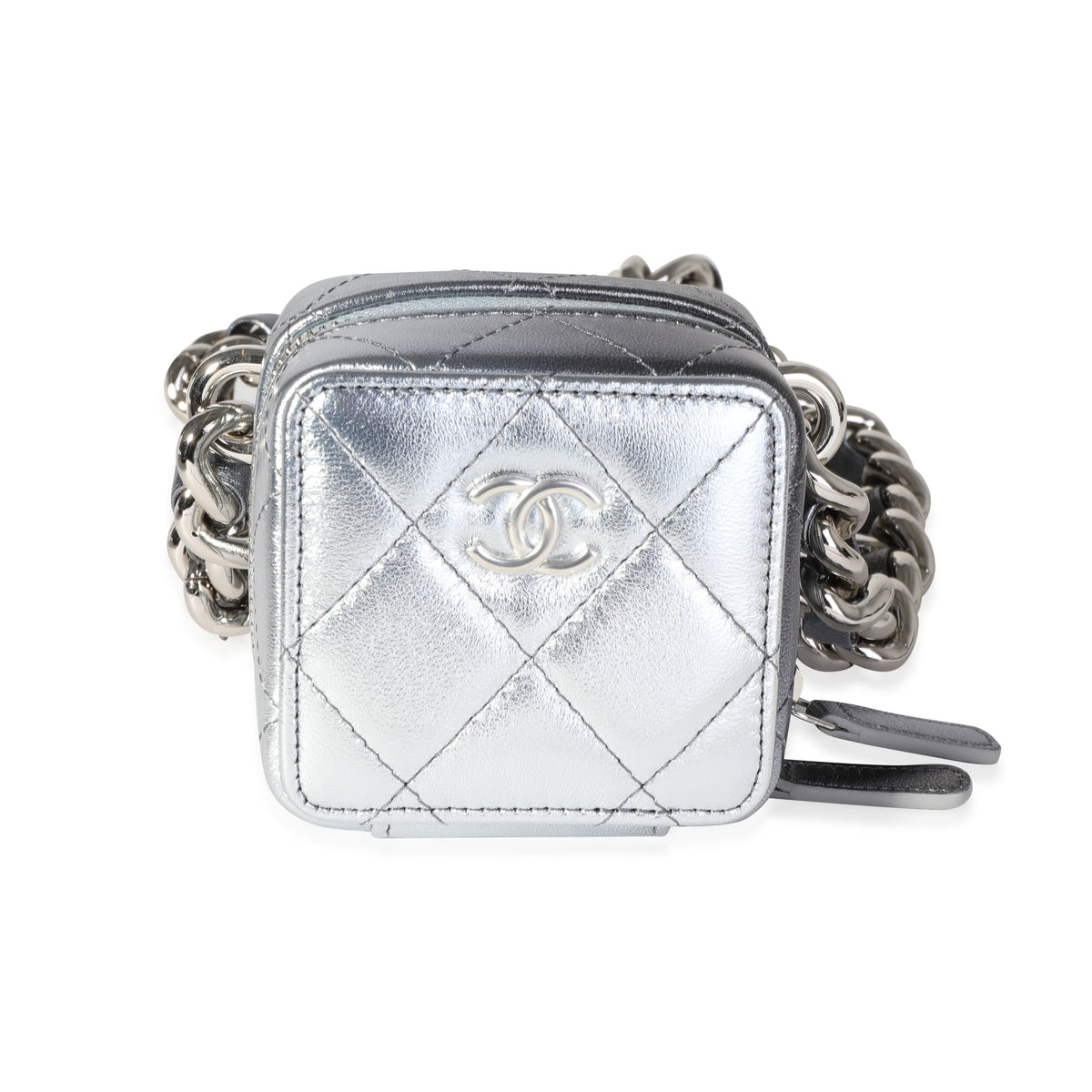 CHANEL Metallic Lambskin Quilted Coco Punk Clutch With Chain