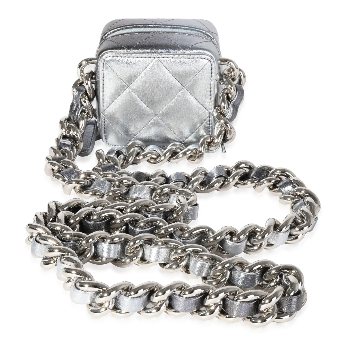 CHANEL Metallic Lambskin Quilted Coco Punk Clutch With Chain