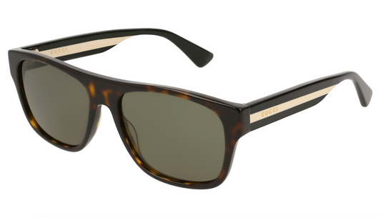 Gucci GG0341S-003 Tortoiseshell Square Sunglasses with Beige Accent