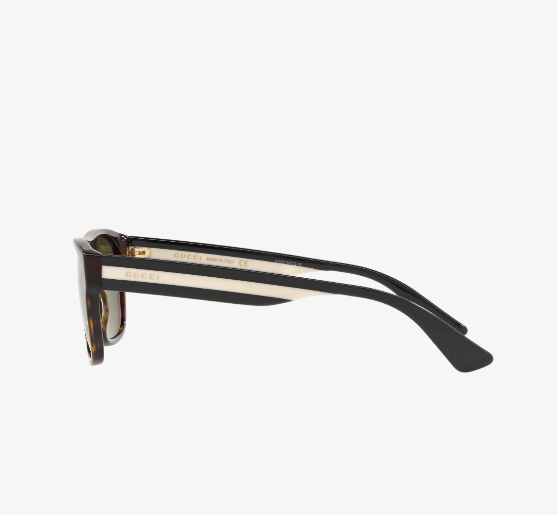 Gucci GG0341S-003 Tortoiseshell Square Sunglasses with Beige Accent